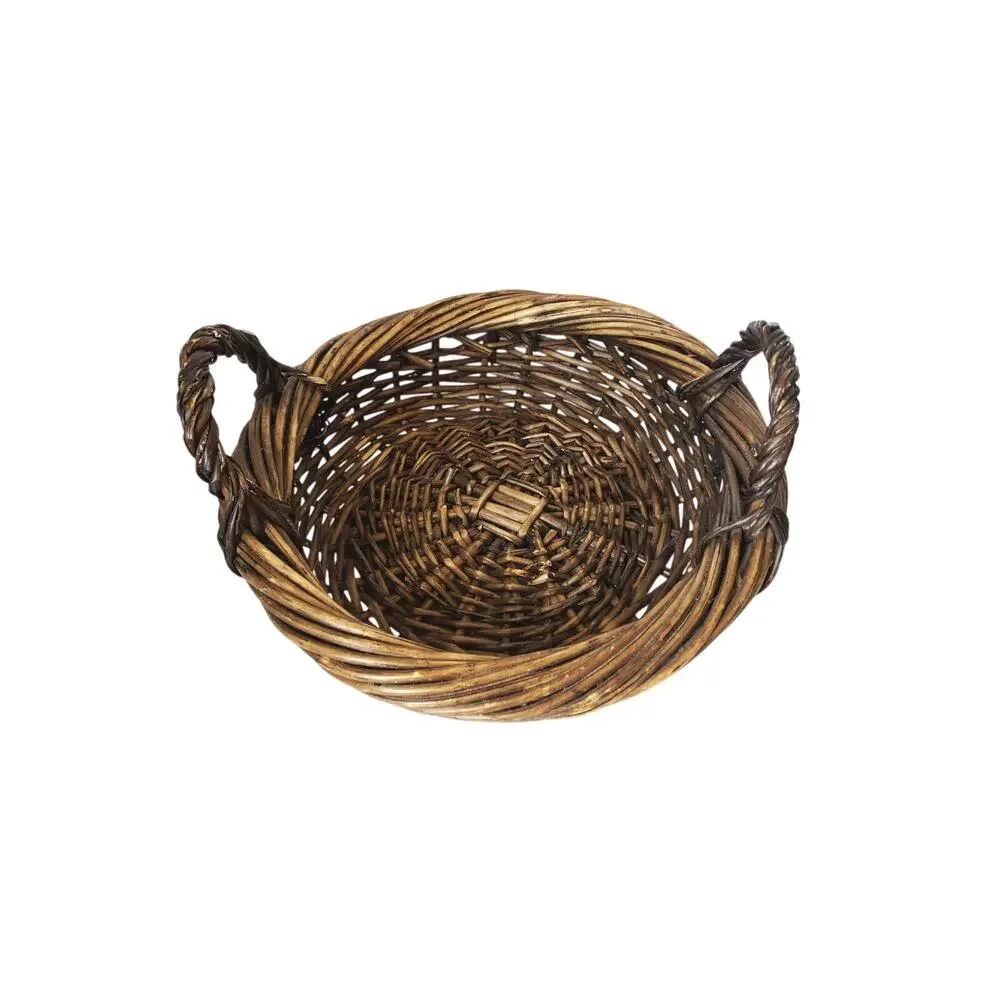 Vintage 2 Handle Wicker Basket Brown 10.5